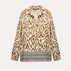LUX230‎ NWT-ZARA Geometric Print Blouse sz Small